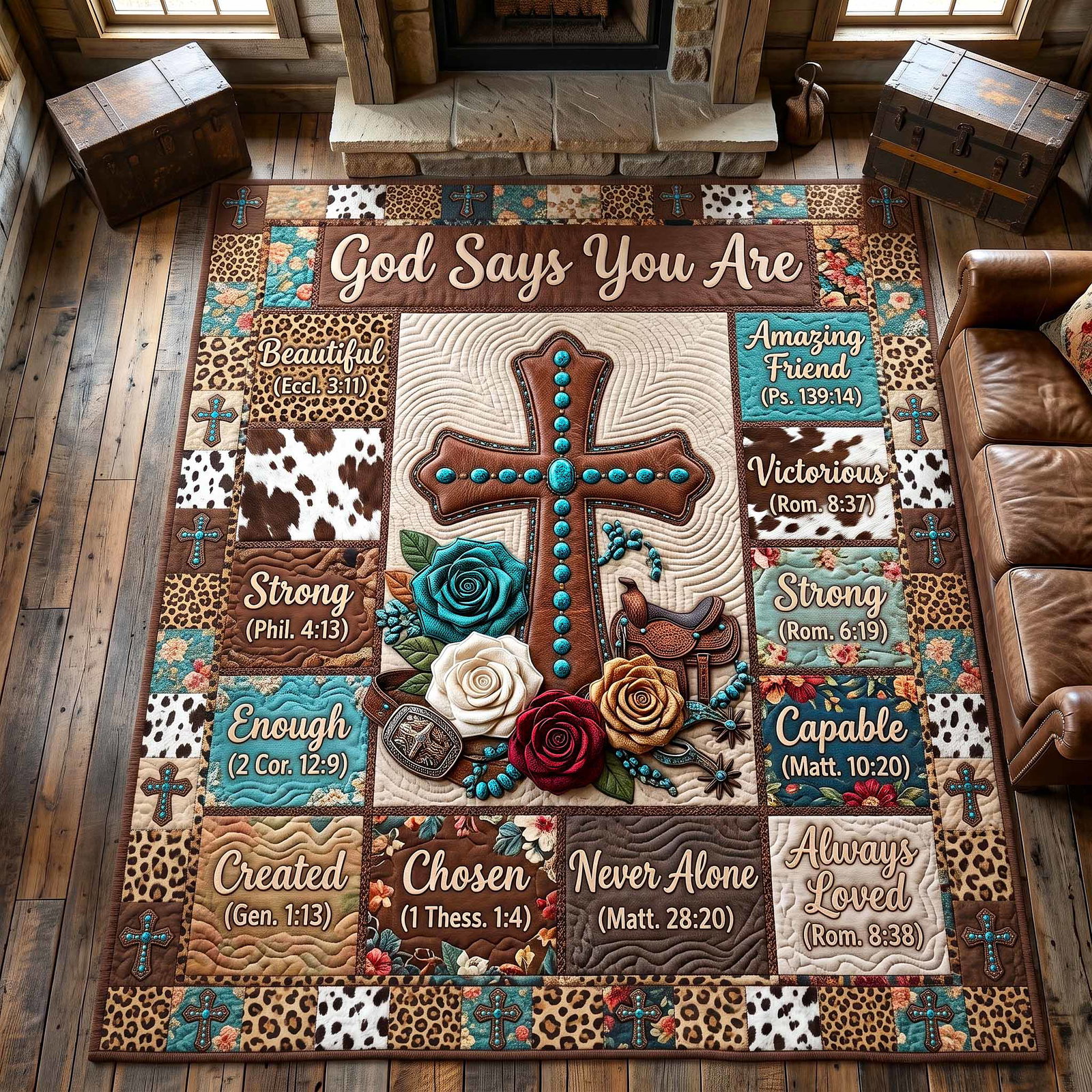 Western Grace Area Rug - Non-Slip Washable 3D Print Rug for Living Room & BedroomTVC2108153