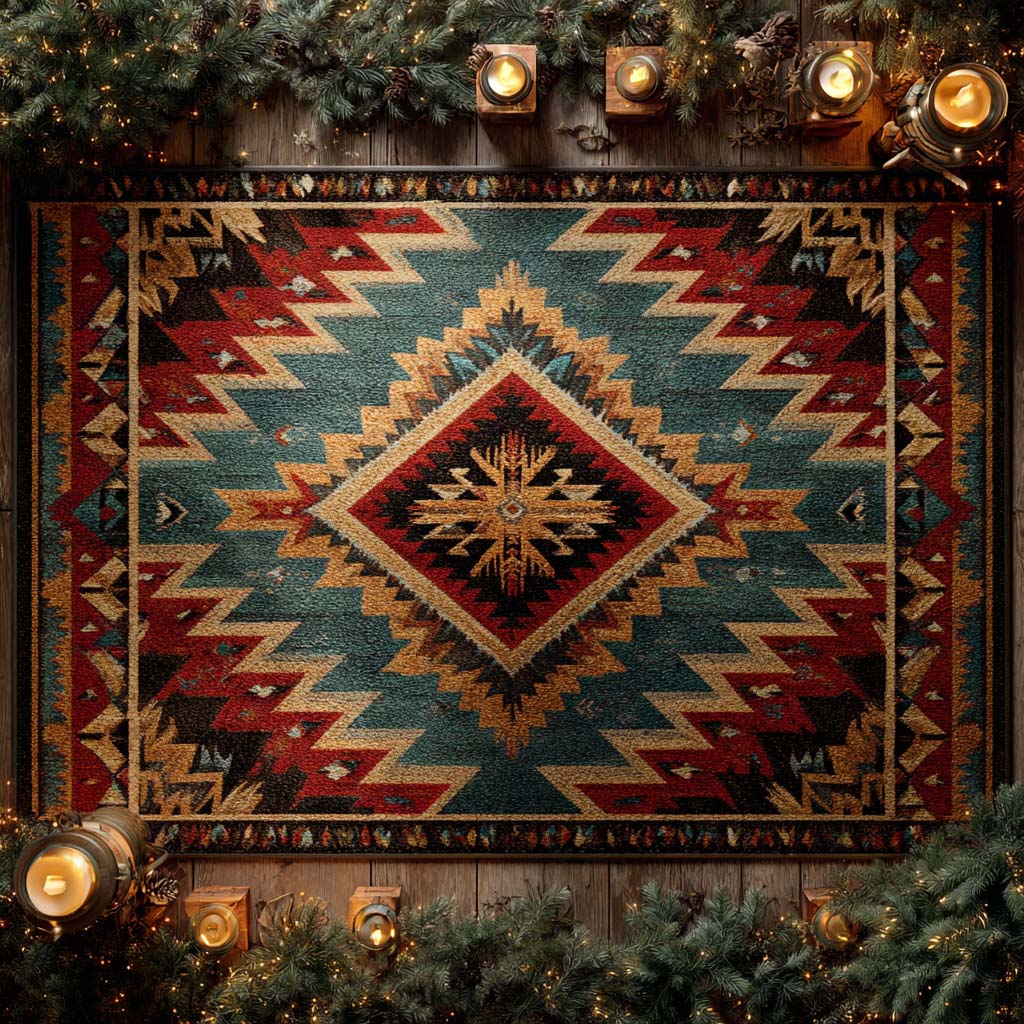 Western Starburst Pattern Area Rug - Non-Slip Washable 3D Print Rug for Living Room & BedroomTVC210897