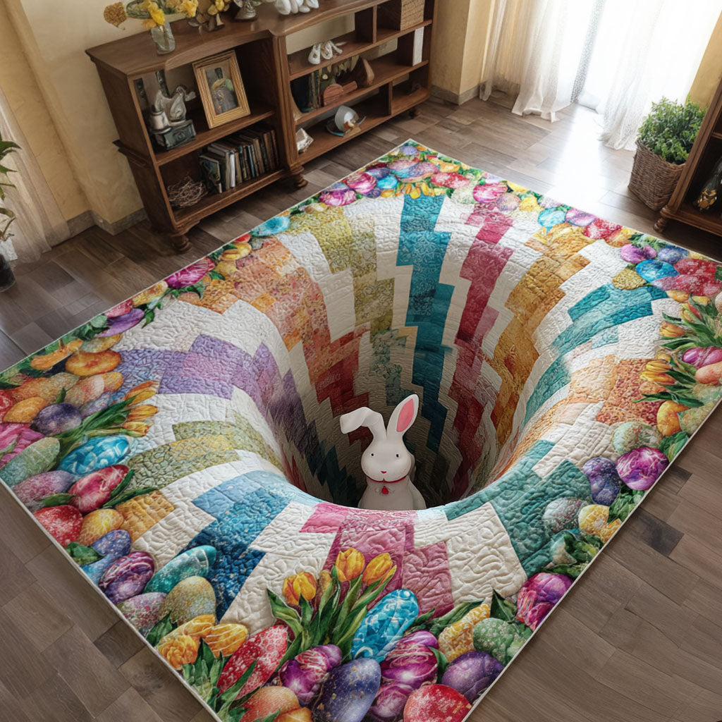 Whimsical Rabbit Tunnel Area Rug - Non-Slip Washable 3D Print Rug for Living Room & BedroomTVC210897