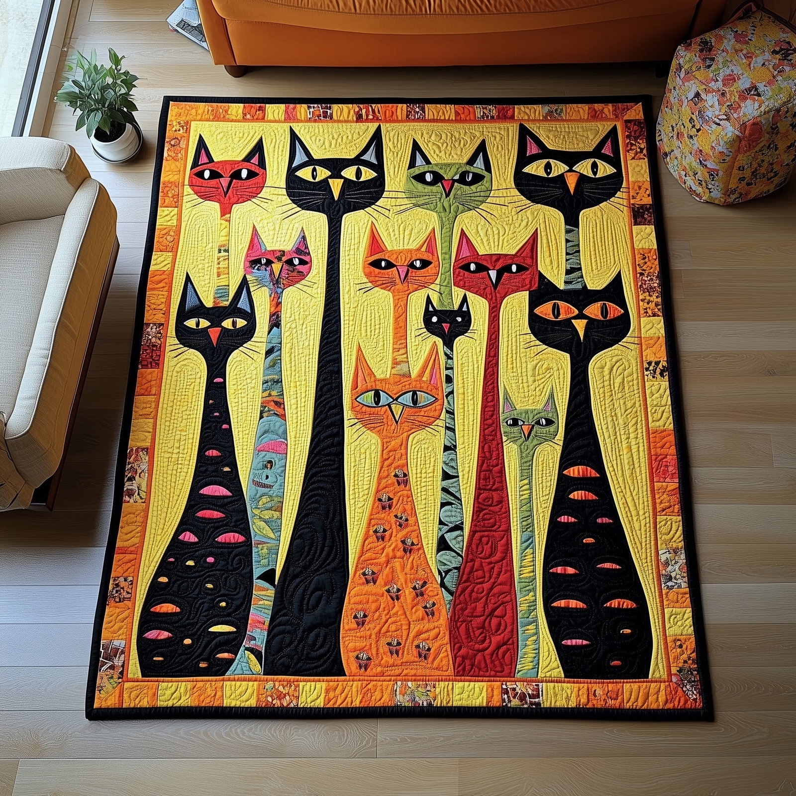 Whiskered Companion Area Rug - Non-Slip Washable 3D Print Rug for Living Room & BedroomTVC2108144