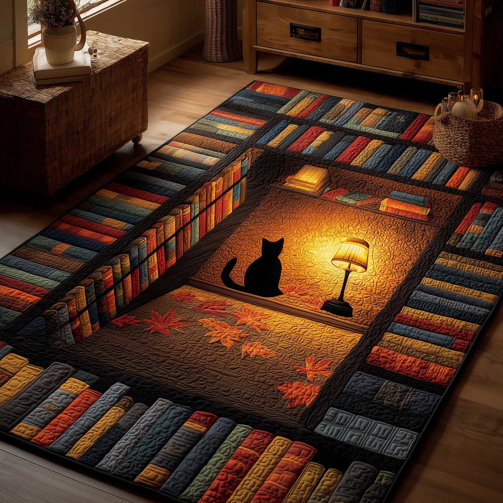 Whiskered Library Area Rug - Non-Slip Washable 3D Print Rug for Living Room & Bedroom (DesignTVC2108183
