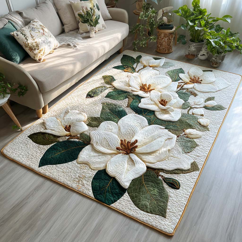 White Grace Area Rug - Non-Slip Washable 3D Print Rug for Living Room & BedroomTVC210896