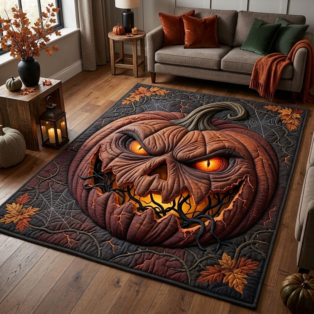 Wicked Grin Pumpkin Area Rug - Non-Slip Washable 3D Print Rug for Living Room & BedroomTVC210857