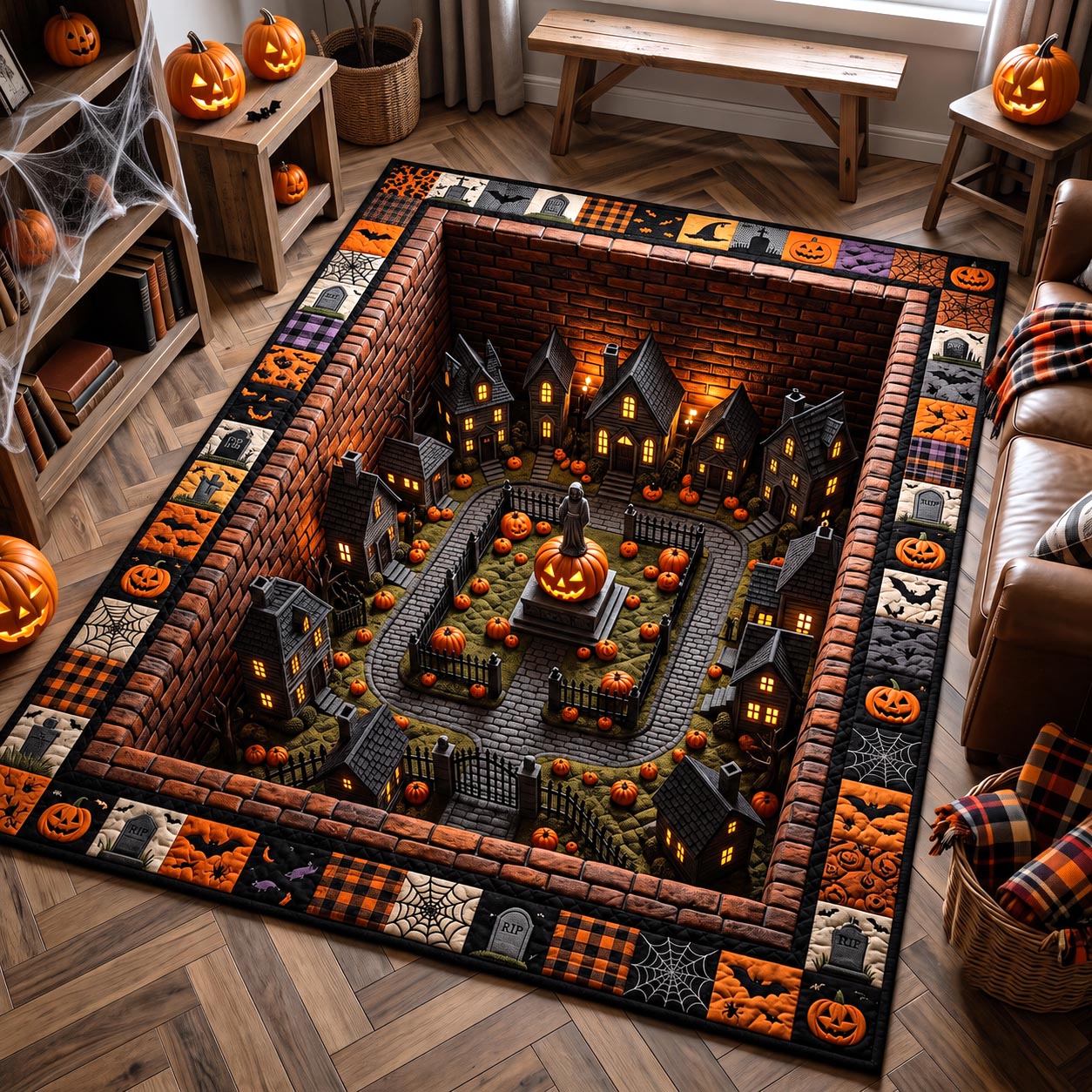 Wicked Village Area Rug - Non-Slip Washable 3D Print Rug for Living Room & BedroomTVC2108152