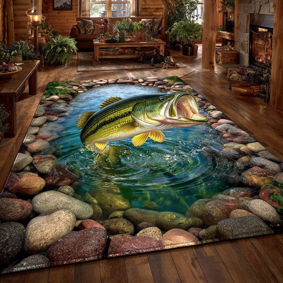 Wild Bass Area Rug - Non-Slip Washable 3D Print Rug for Living Room & BedroomTVC210896