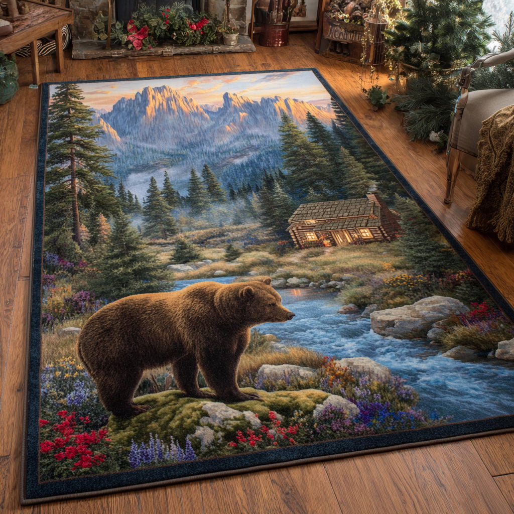 Wild Bear Majesty Area Rug - Non-Slip Washable 3D Print Rug for Living Room & BedroomTVC210896
