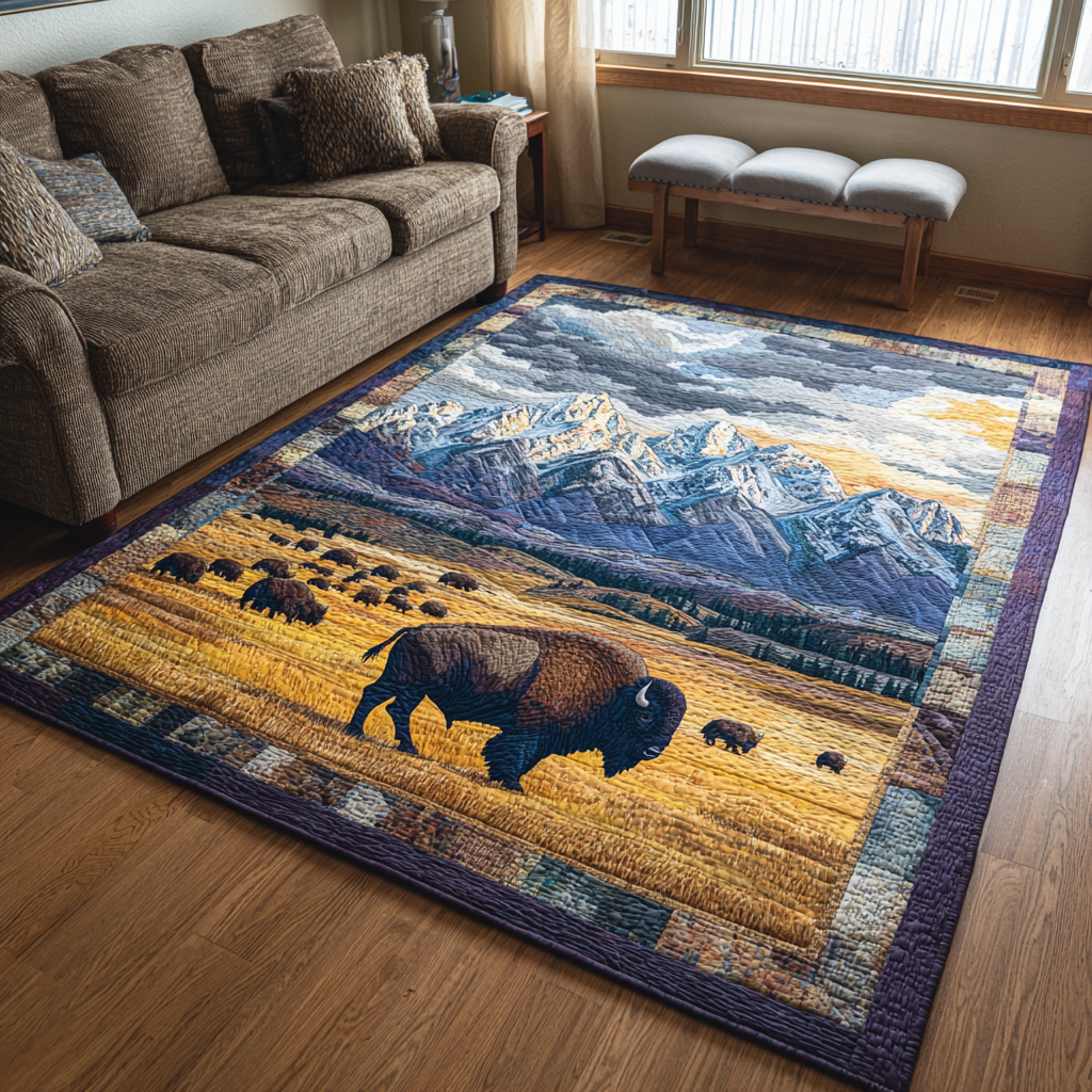Wild Bison Area Rug - Non-Slip Washable 3D Print Rug for Living Room & BedroomTVC210896