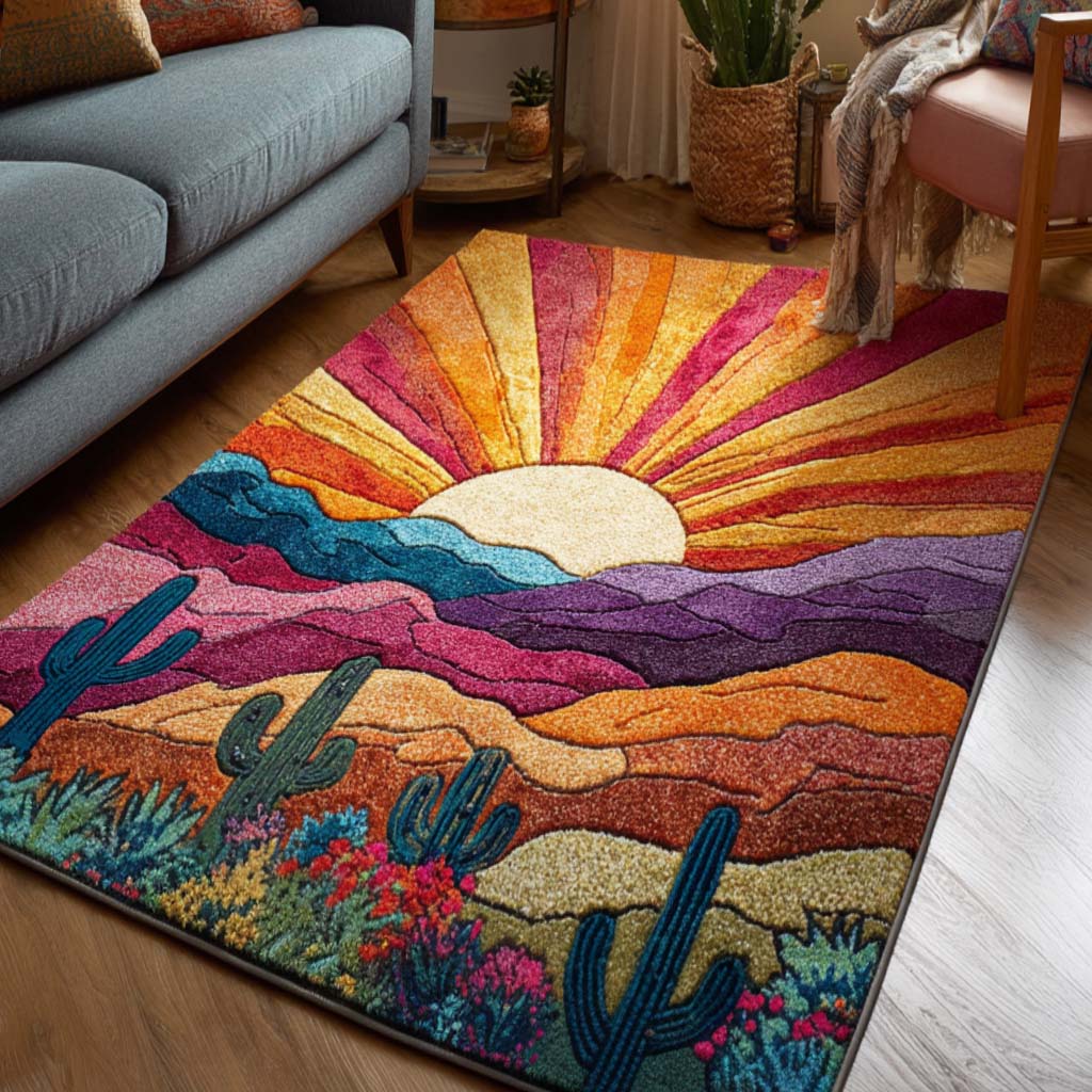 Wild Cactus Area Rug - Non-Slip Washable 3D Print Rug for Living Room & BedroomTVC210896