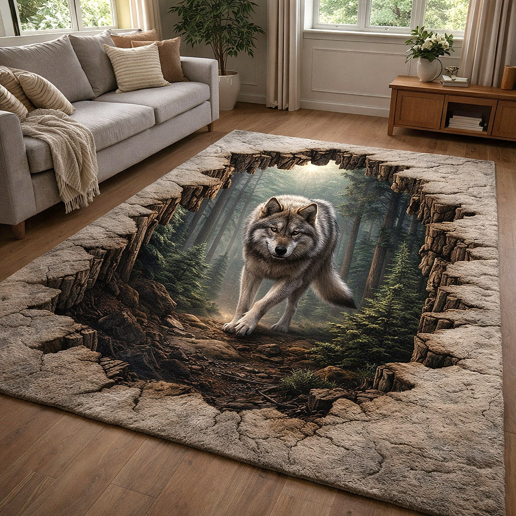 Wild Fang Area Rug - Non-Slip Washable 3D Print Rug for Living Room & Bedroom (DesignTVC2108183
