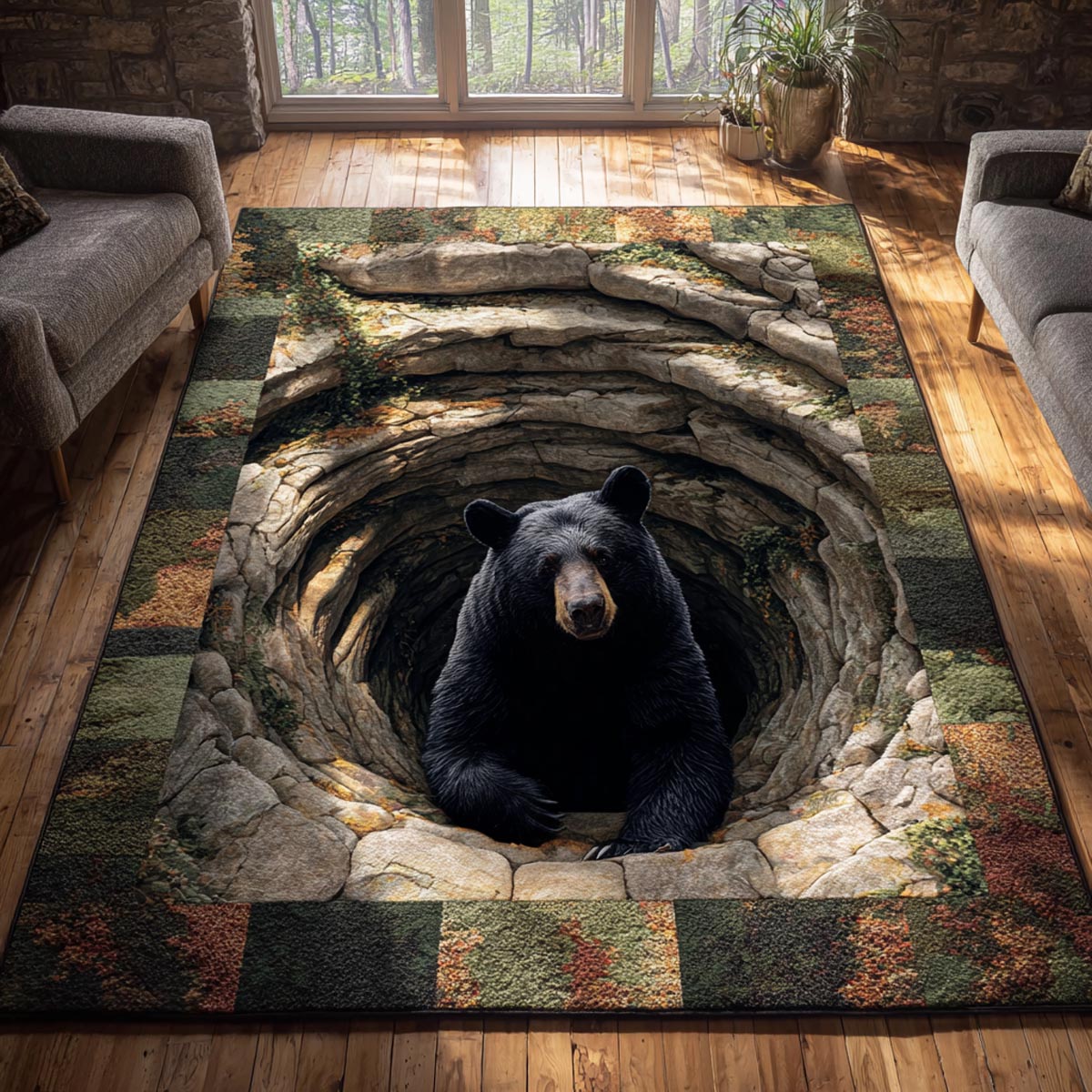 Wild Timber Area Rug - Non-Slip Washable 3D Print Rug for Living Room & BedroomTVC210895