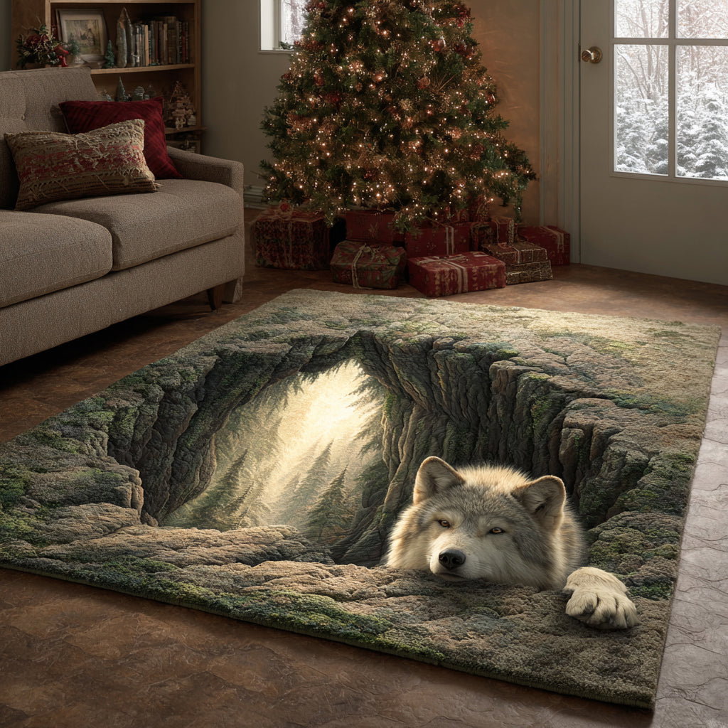 Wild Wolf Lookout Area Rug - Non-Slip Washable 3D Print Rug for Living Room & BedroomTVC210895