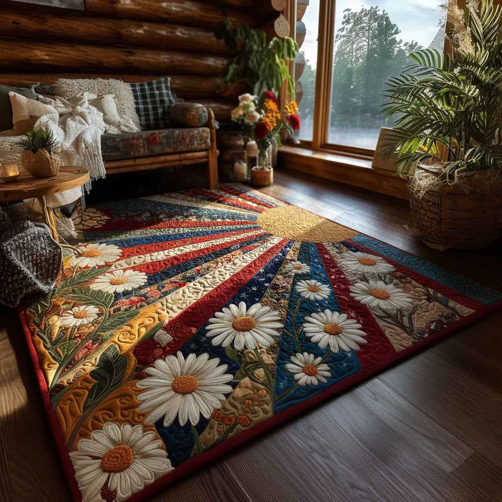 Wildflower Sunray Area Rug - Non-Slip Washable 3D Print Rug for Living Room & BedroomTVC210895
