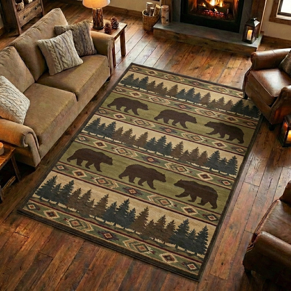 Wildwood Bear Area Rug - Non-Slip Washable 3D Print Rug for Living Room & BedroomTVC210895