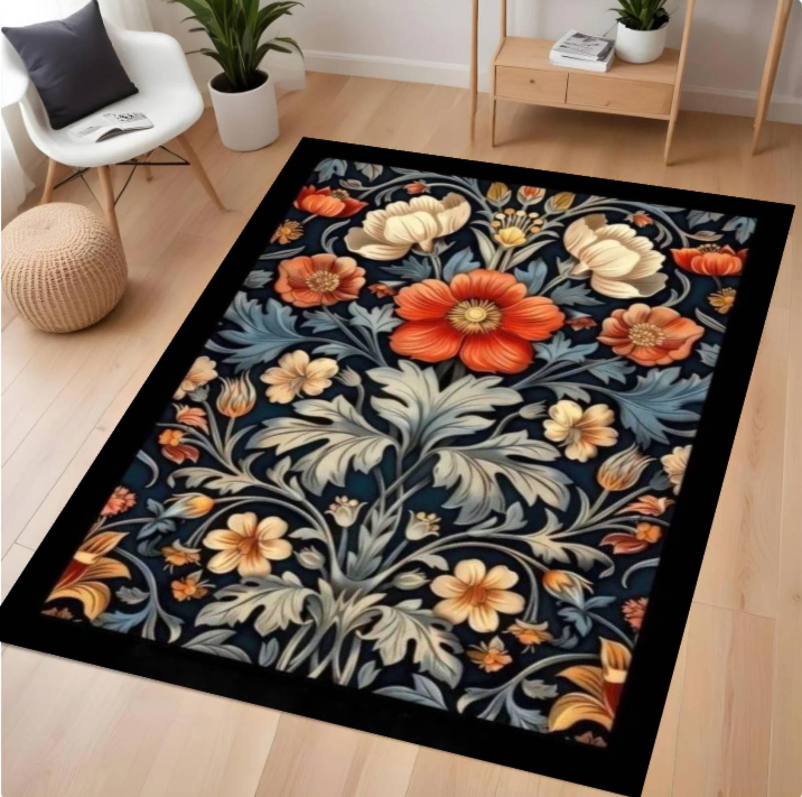 William Morris Floral Rug Vintage Botanical Washable Non-slip RugTVC1708371