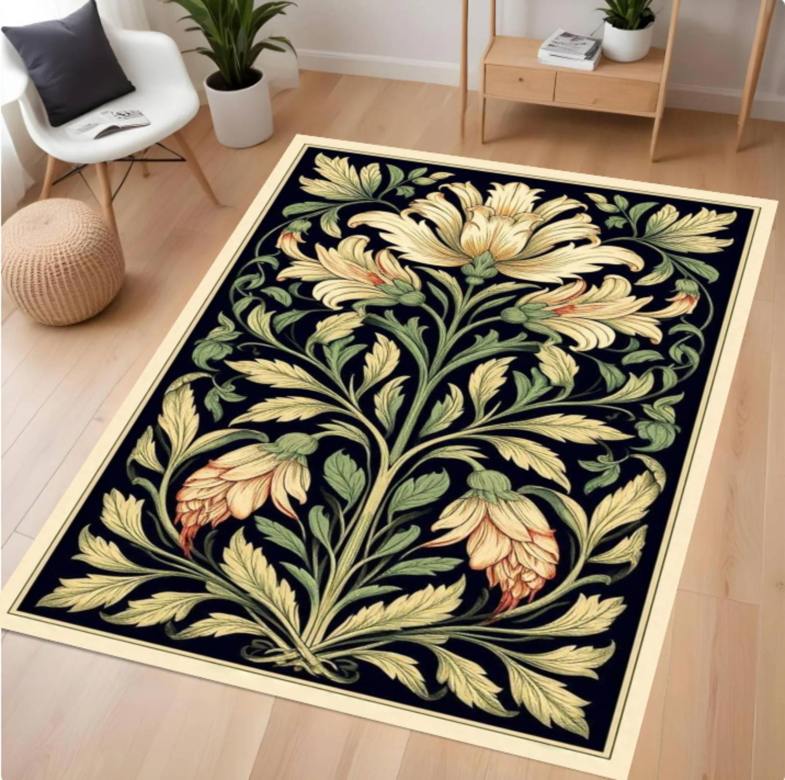 William Morris Flower Garden Rug Arts Crafts StyleTVC1708371