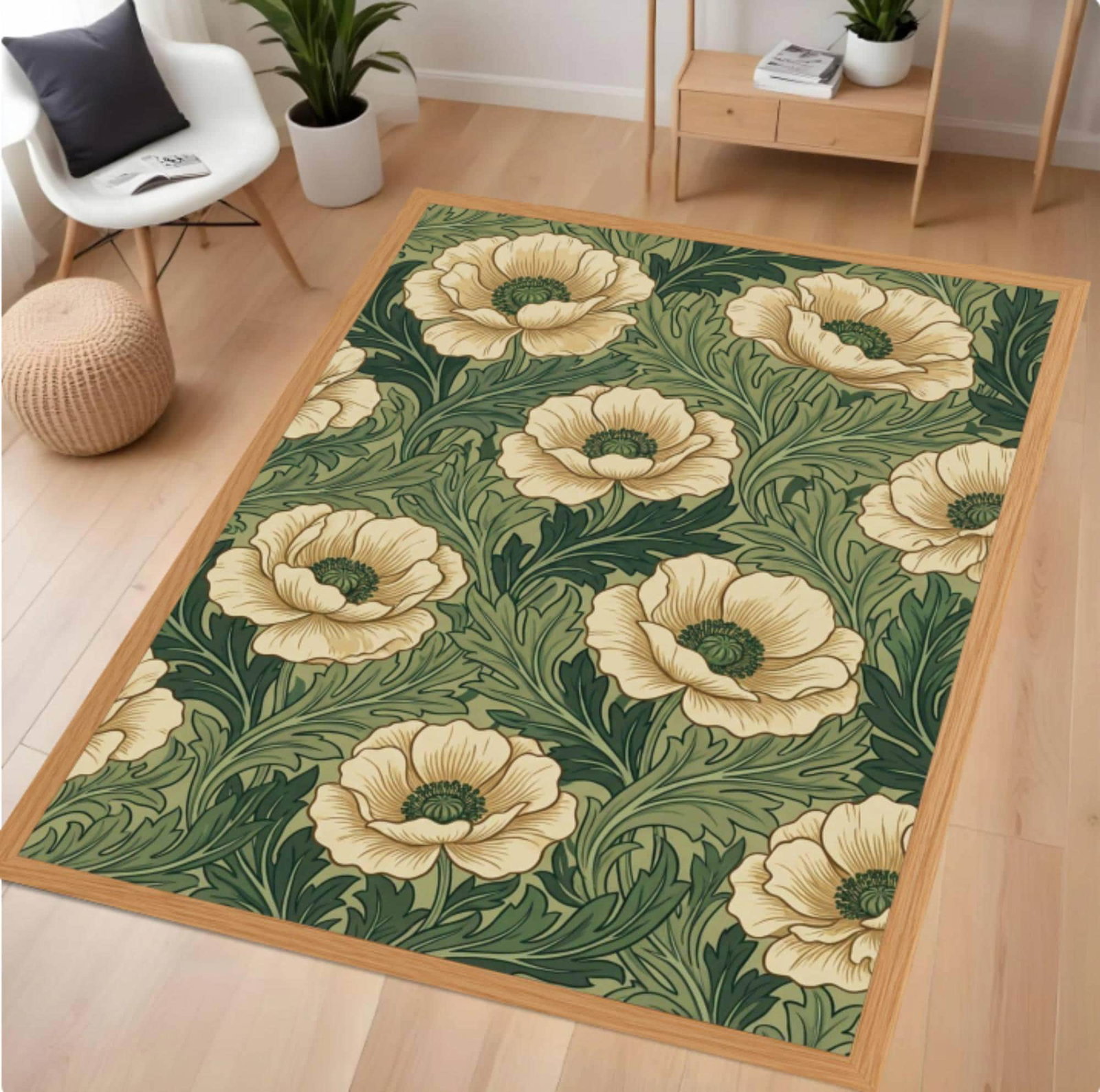William Morris Flower Garden Rug Arts Crafts StyleTVC1708372
