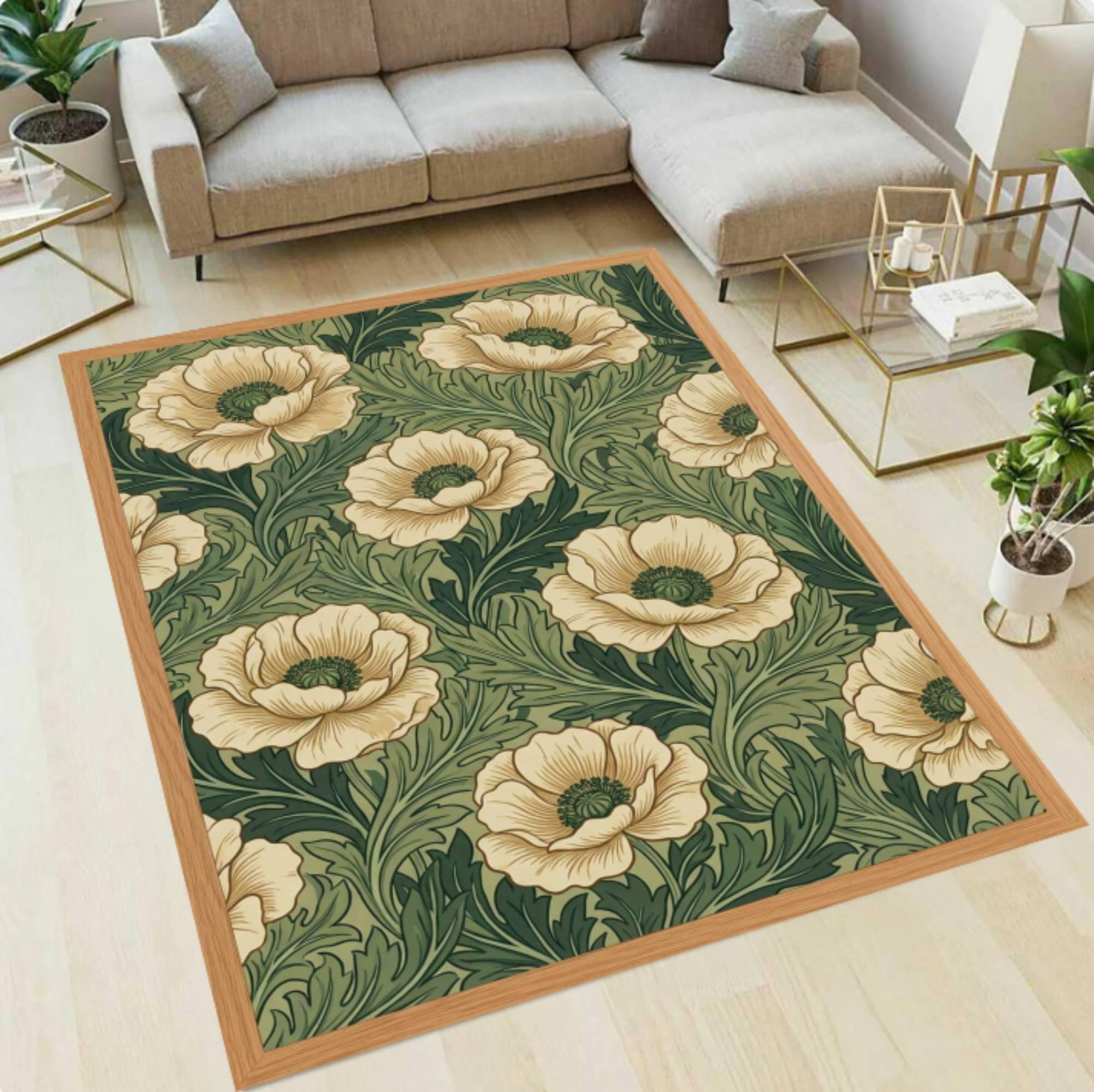 William Morris Flower Garden Rug, Arts & Crafts StyleTVC1708393