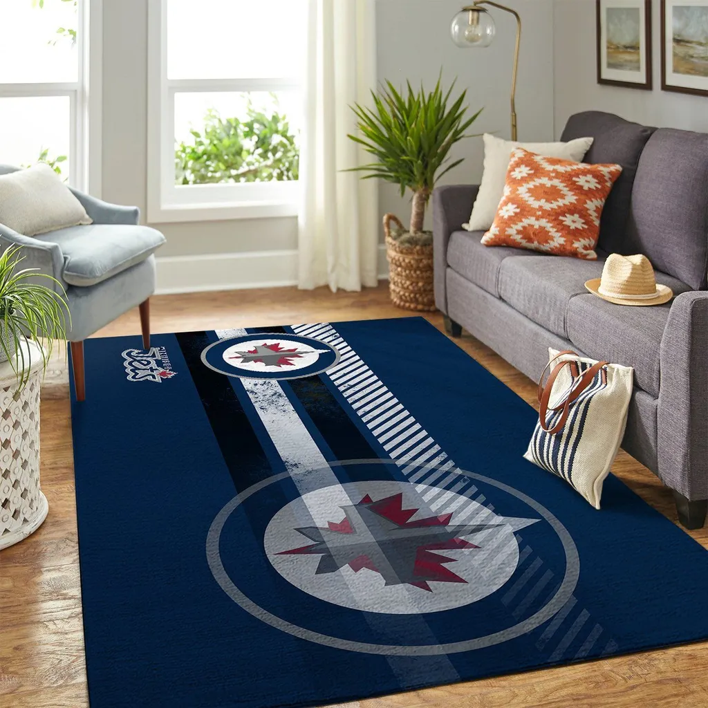 Winnipeg Jets Rug - Perfect for Living Room Floor Decor Blue and White