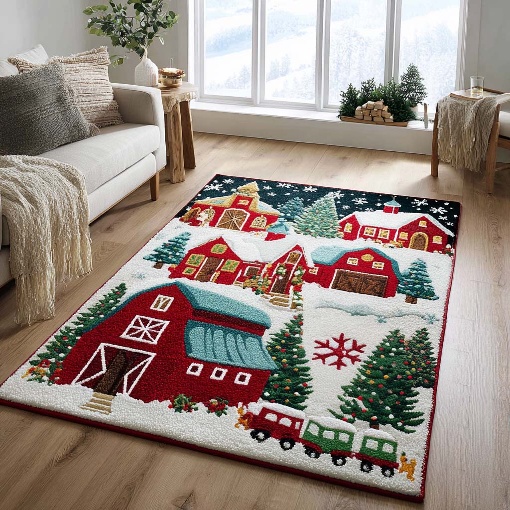 Winter Barns Area Rug - Non-Slip Washable 3D Print Rug for Living Room & BedroomTVC210894