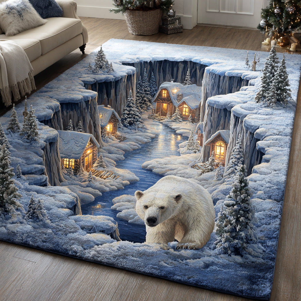 Winter Bear Area Rug - Non-Slip Washable 3D Print Rug for Living Room & BedroomTVC210894