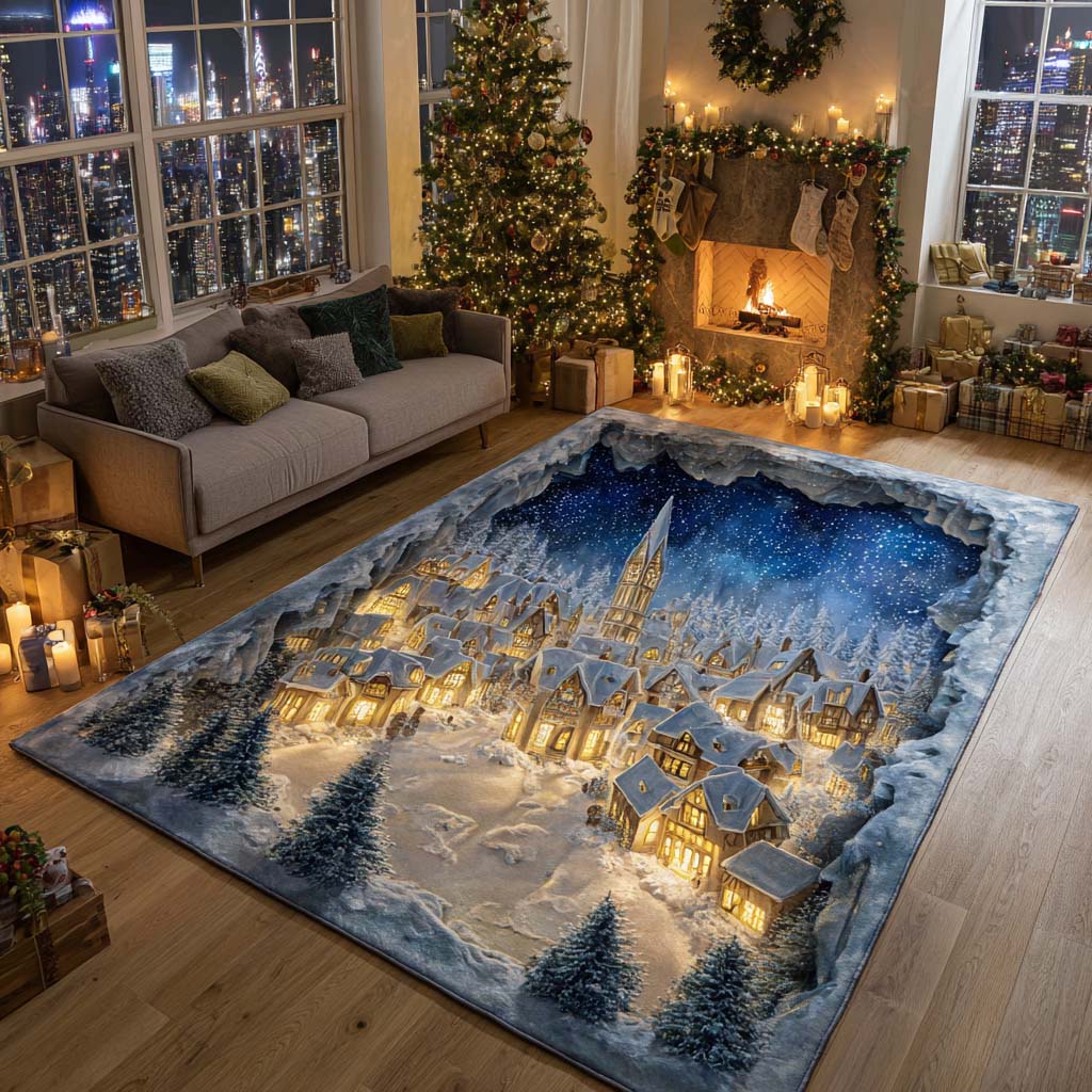 Winter Charm Area Rug - Non-Slip Washable 3D Print Rug for Living Room & BedroomTVC210894