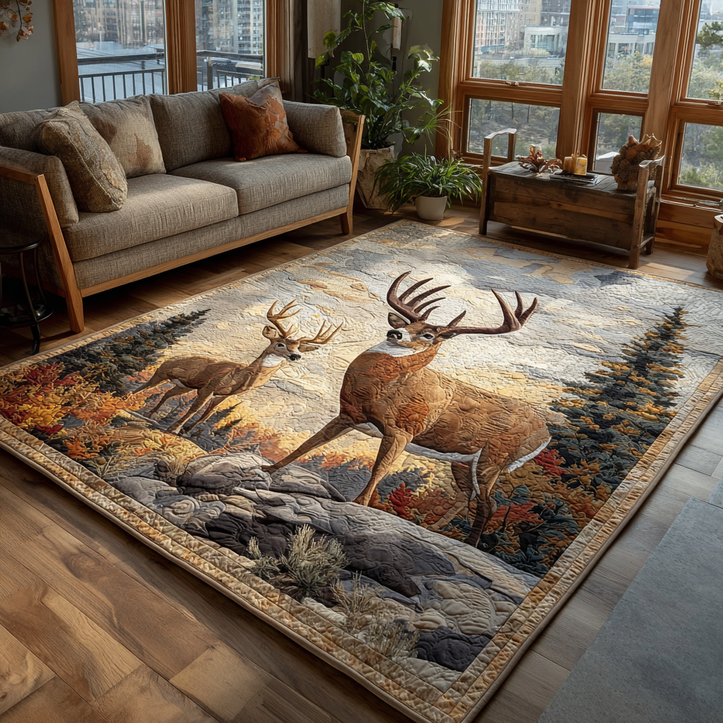 Winter Deer Area Rug - Non-Slip Washable 3D Print Rug for Living Room & BedroomTVC210893