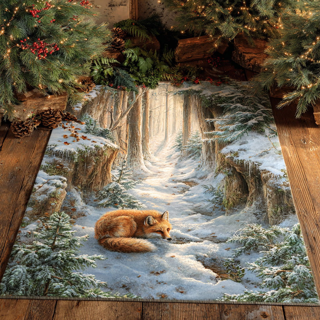 Winter Fox Area Rug - Non-Slip Washable 3D Print Rug for Living Room & BedroomTVC210894
