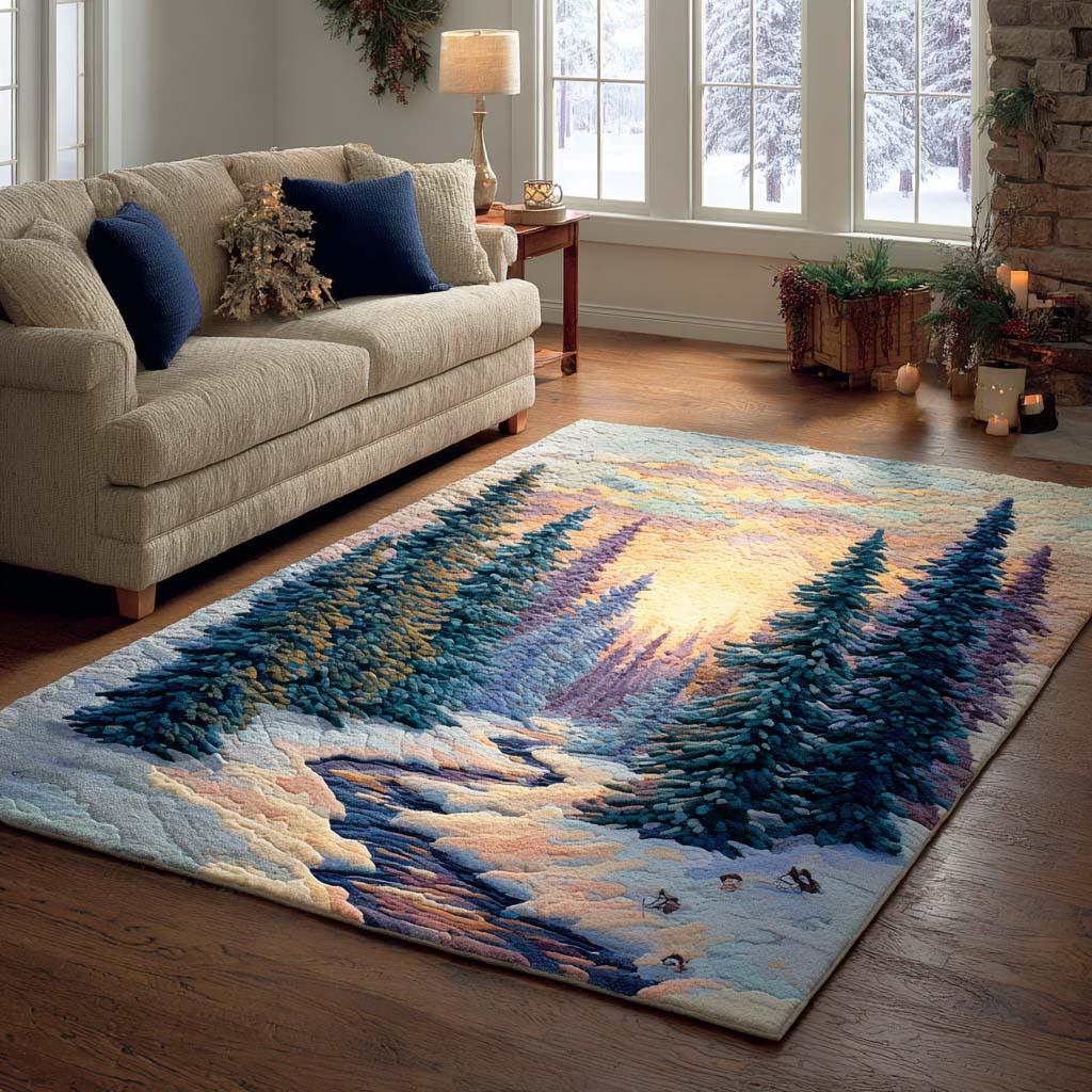 Winter Glow Area Rug - Non-Slip Washable 3D Print Rug for Living Room & BedroomTVC210893