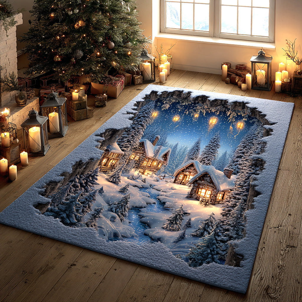 Winter Glow Lane Area Rug - Non-Slip Washable 3D Print Rug for Living Room & BedroomTVC210893