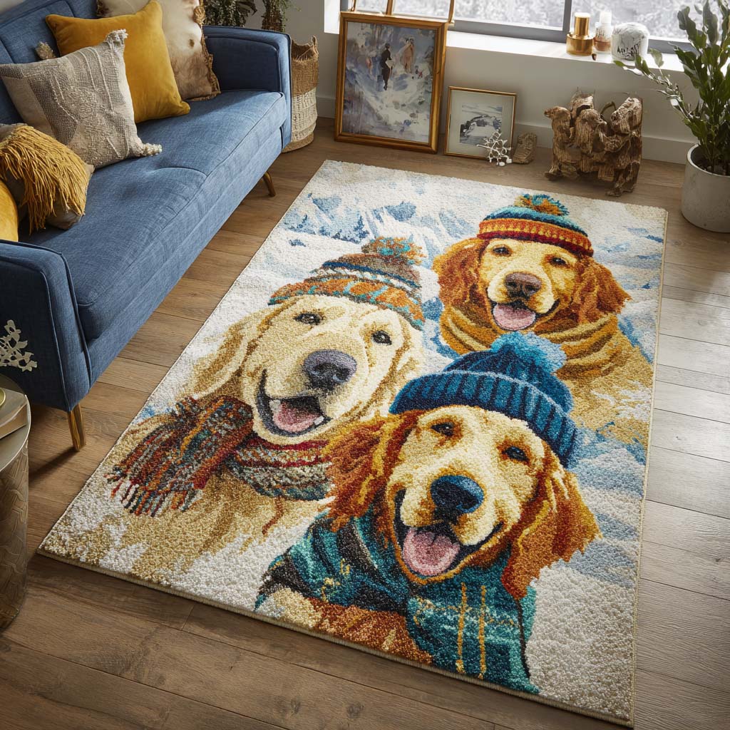 Winter Golden Area Rug - Non-Slip Washable 3D Print Rug for Living Room & BedroomTVC210893