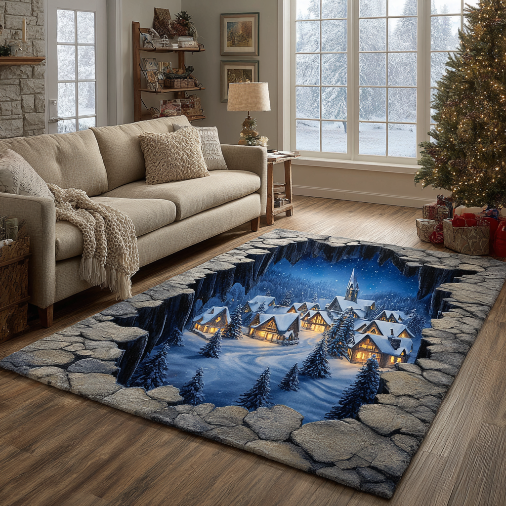 Winter Haven Area Rug - Non-Slip Washable 3D Print Rug for Living Room & BedroomTVC210893