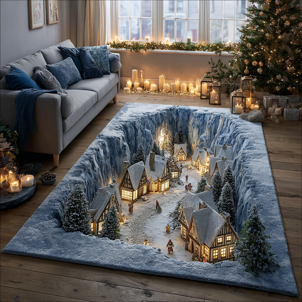 Winter Lights Area Rug - Non-Slip Washable 3D Print Rug for Living Room & BedroomTVC210892