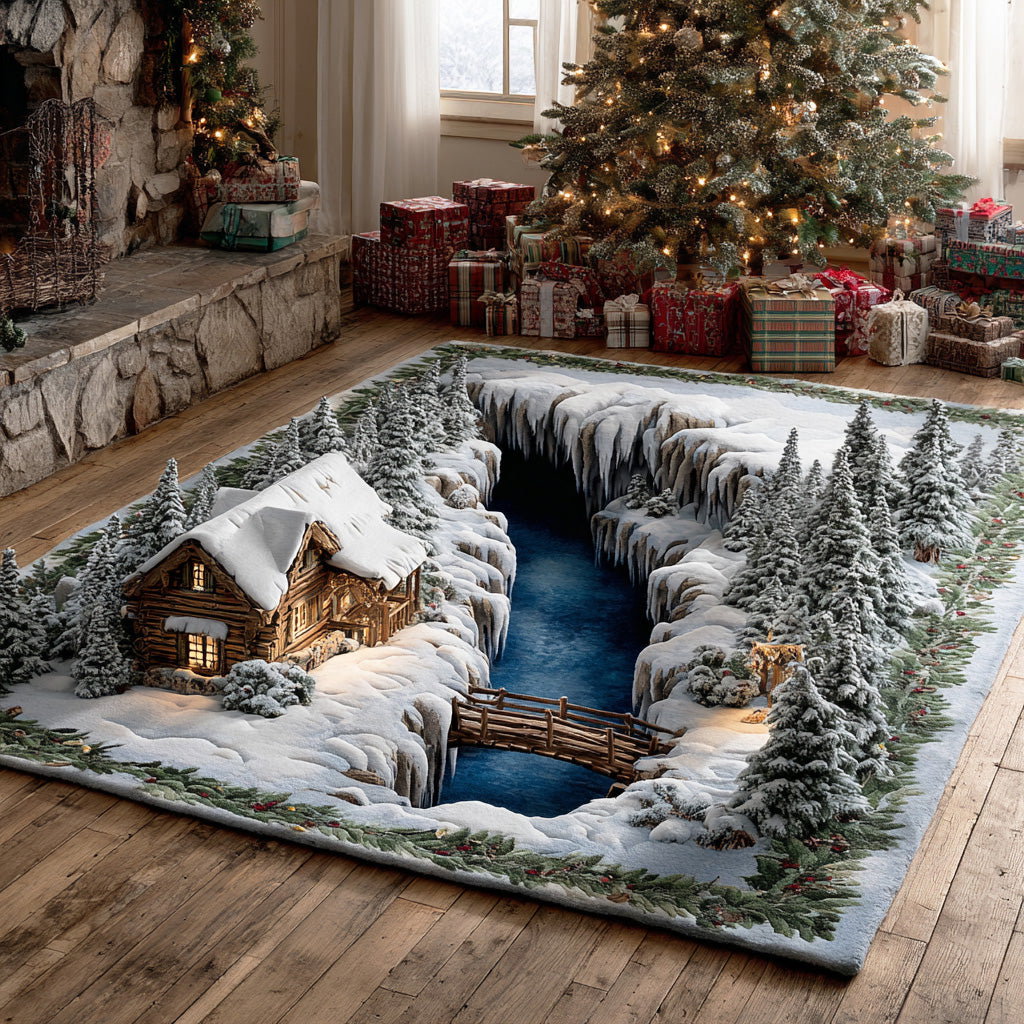 Winter Pine Woodland Area Rug - Non-Slip Washable 3D Print Rug for Living Room & BedroomTVC210892