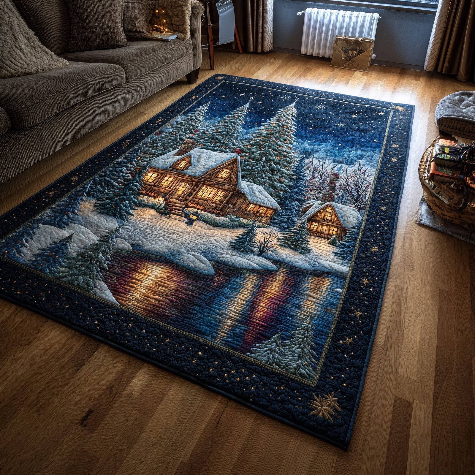 Winter Wonderland Area Rug - Non-Slip Washable 3D Print Rug for Living Room & Bedroom (DesignTVC2108166
