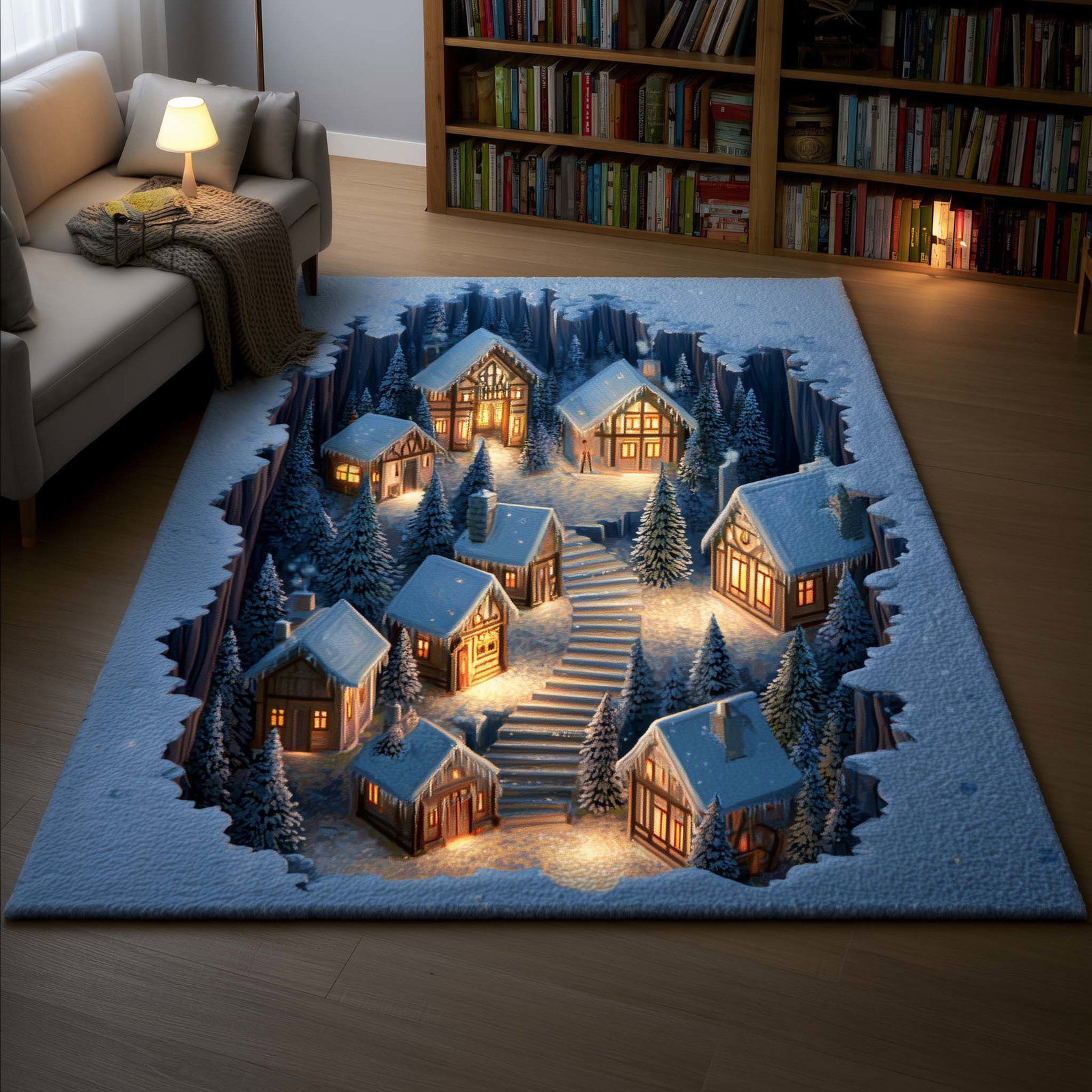 Winter Wonderland Area Rug - Non-Slip Washable 3D Print Rug for Living Room & Bedroom (DesignTVC2108182