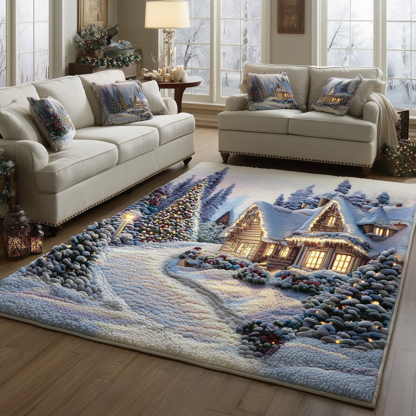Winter Wonderland Area Rug - Non-Slip Washable 3D Print Rug for Living Room & BedroomTVC2108152
