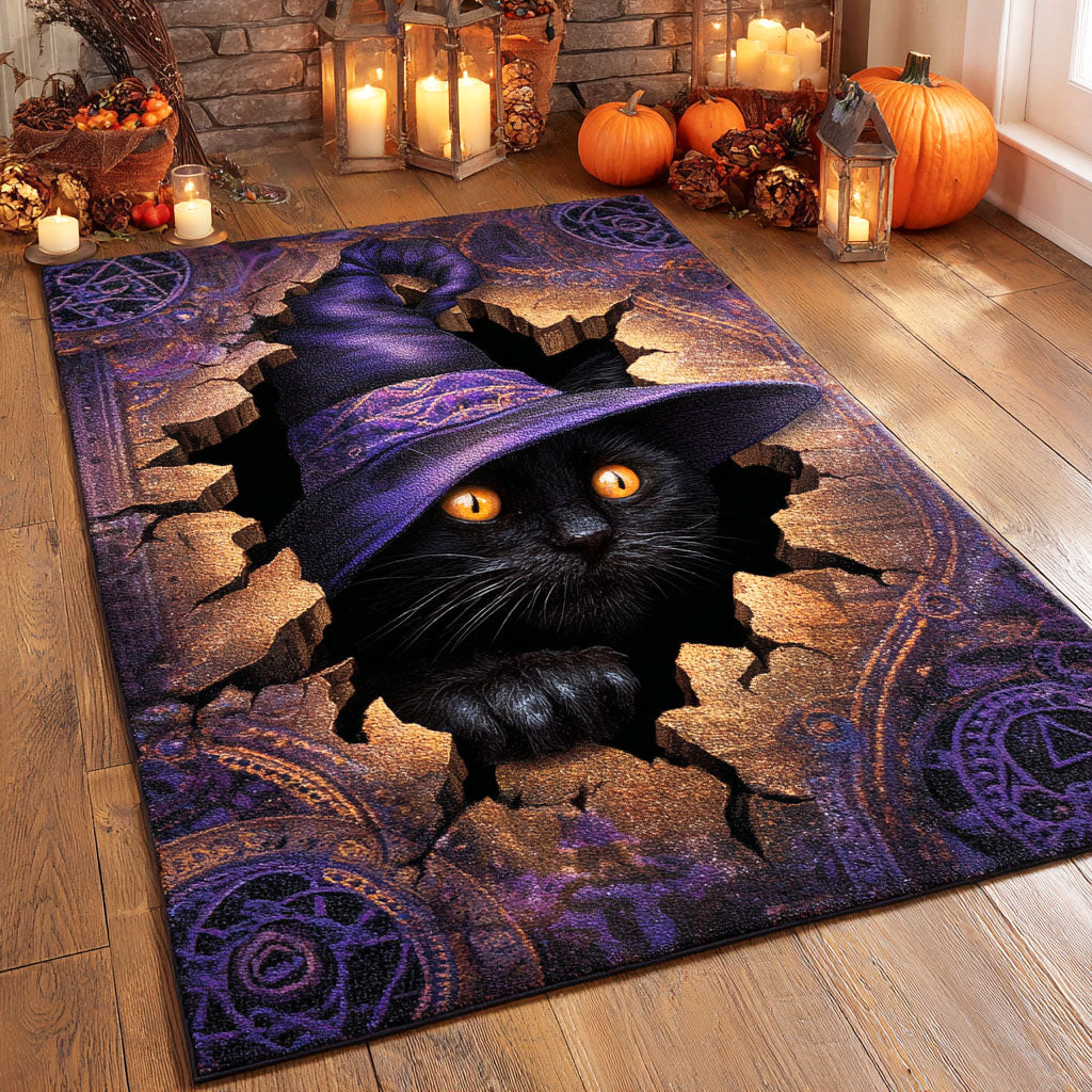 Witch Cat Night Halloween Area Rug - Non-Slip Washable 3D Print Rug for Living Room & BedroomTVC210891
