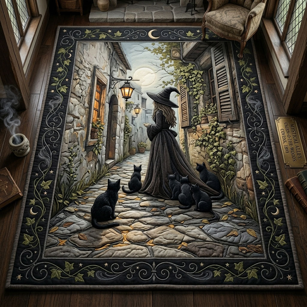 Witch With Her Cats Halloween Area Rug - Non-Slip Washable 3D Print Rug for Living Room & BedroomTVC2108152