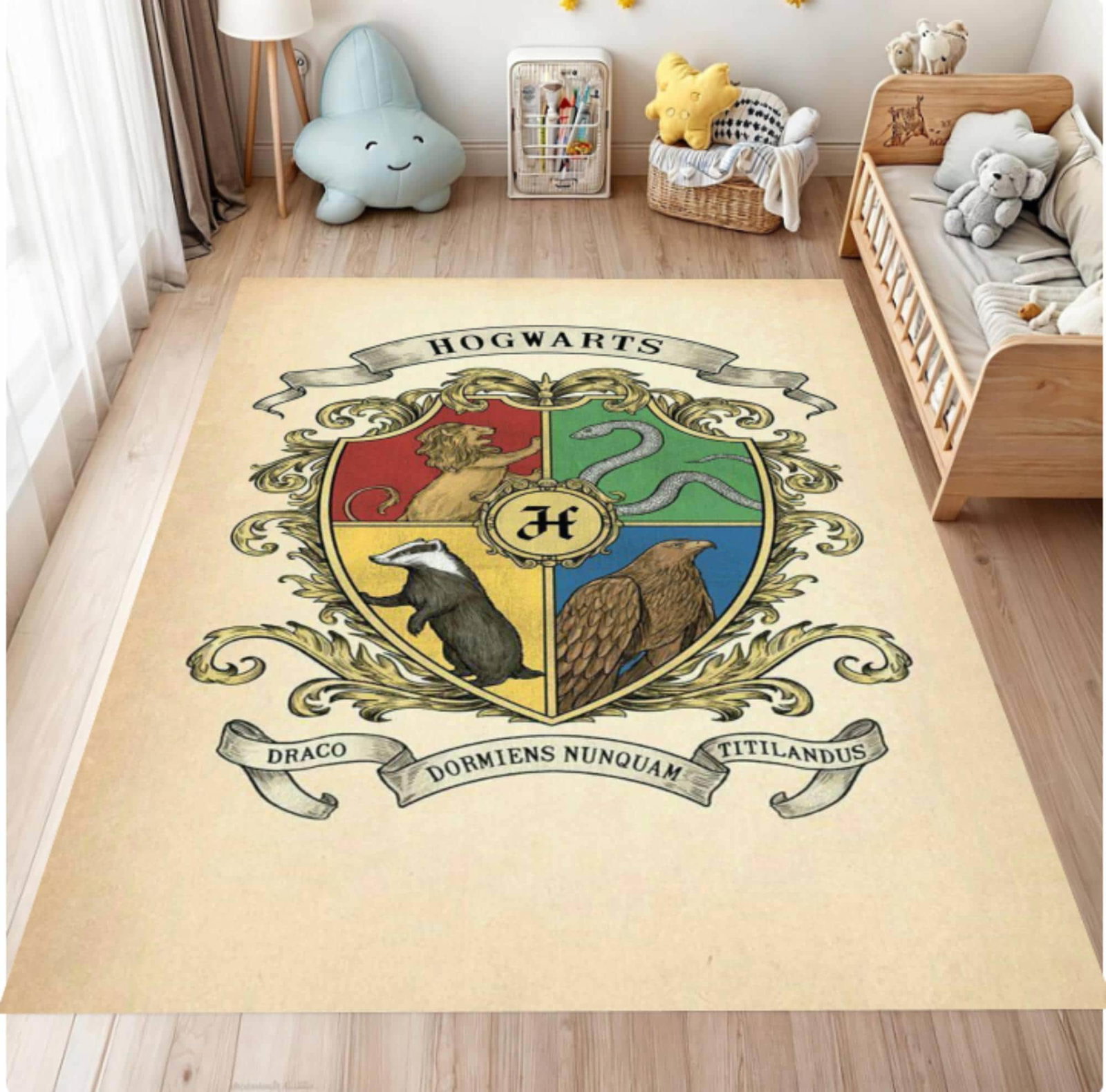 Wizard School Magic Academy Emblem Washable RugTVC1708365
