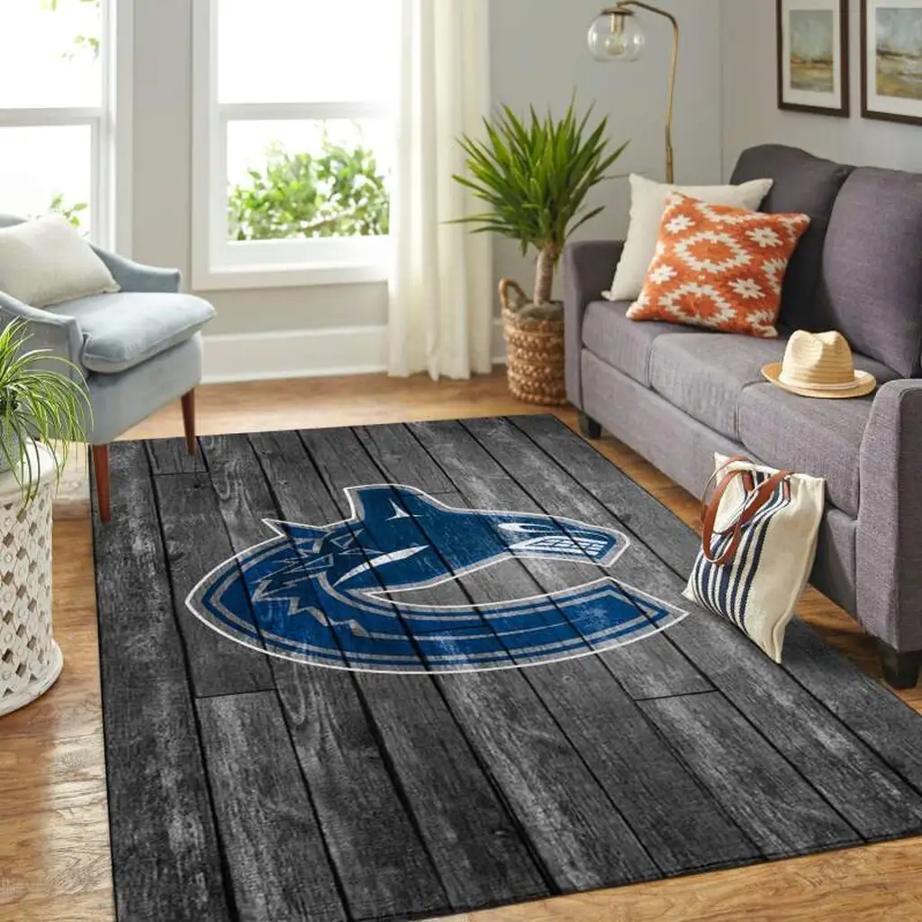 Wooden Floor Style Rug Modern Design for Living Room Black and Blue