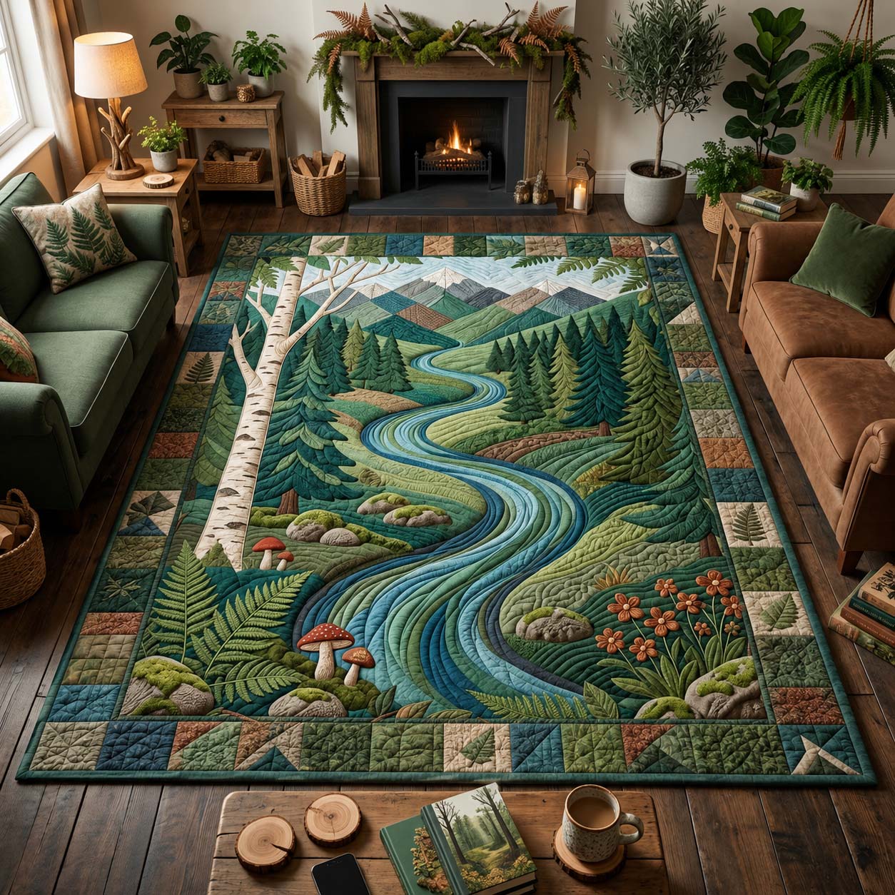 Woodland Creek Sanctuary Area Rug - Non-Slip Washable 3D Print Rug for Living Room & BedroomTVC2108103