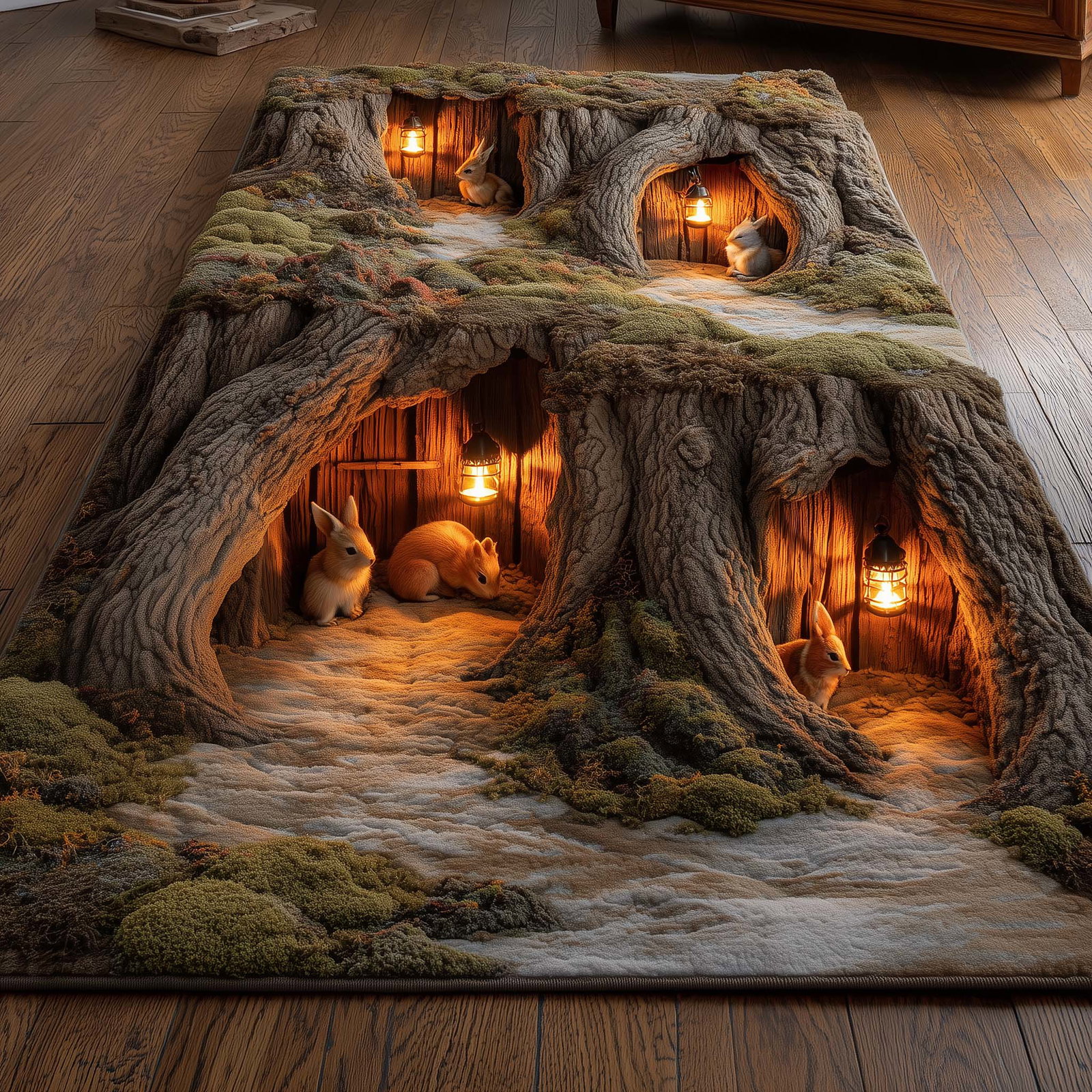 Woodland Den Area Rug - Non-Slip Washable 3D Print Rug for Living Room & BedroomTVC2108152