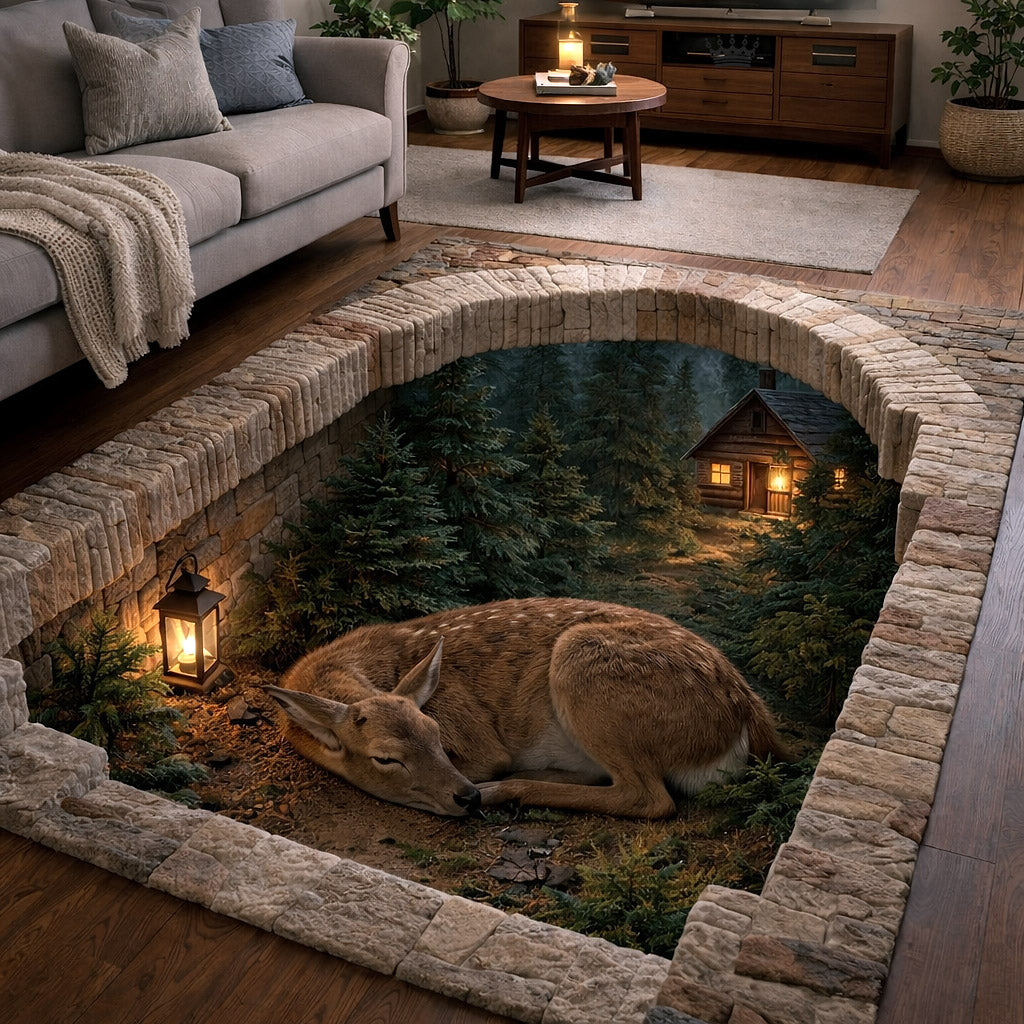 Woodland Grace Area Rug - Non-Slip Washable 3D Print Rug for Living Room & BedroomTVC2108152