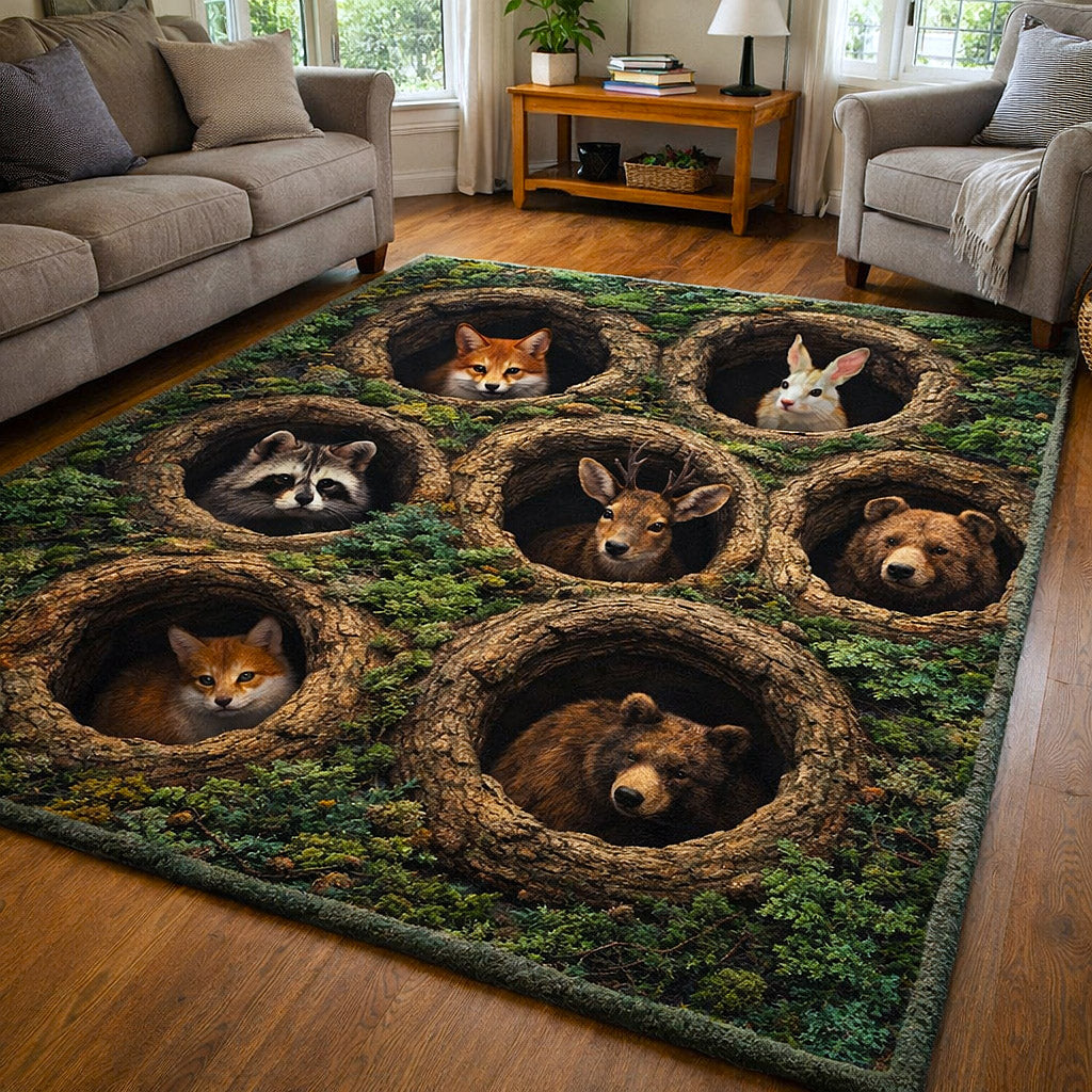 Woodland Haven Area Rug - Non-Slip Washable 3D Print Rug for Living Room & Bedroom (DesignTVC2108182