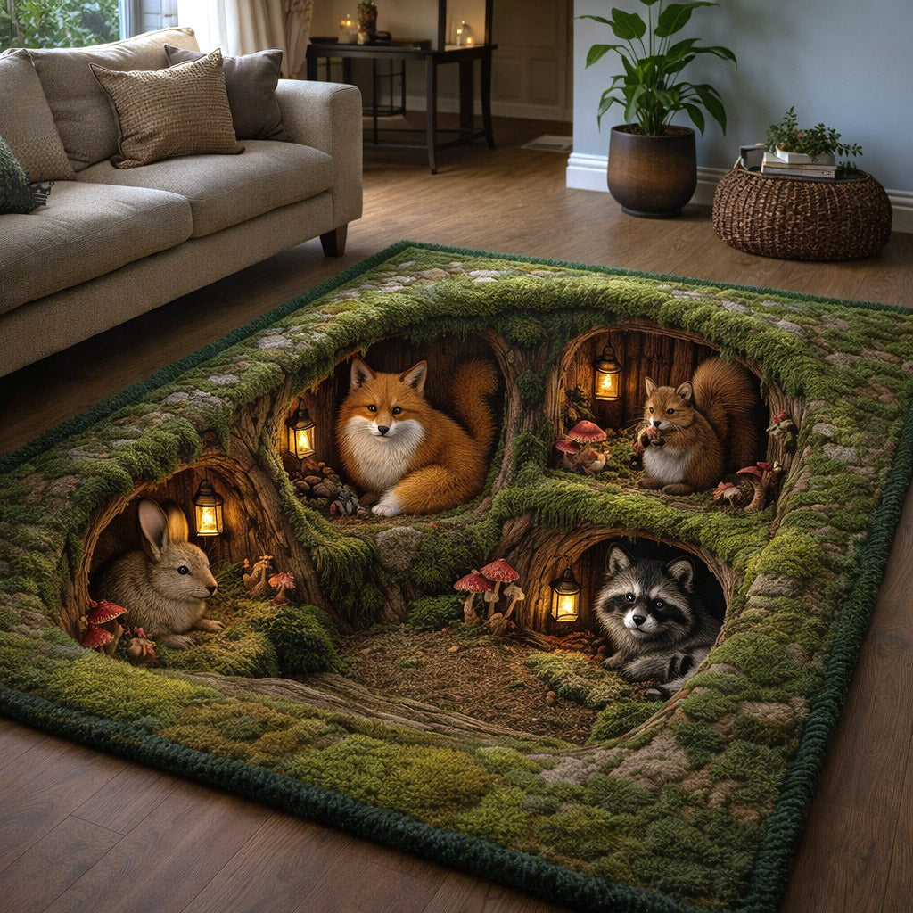 Woodland Haven Area Rug - Non-Slip Washable 3D Print Rug for Living Room & BedroomTVC2108152