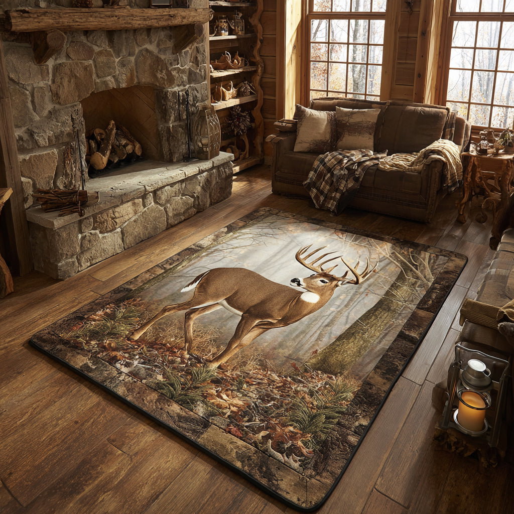 Woodland Stag Area Rug - Non-Slip Washable 3D Print Rug for Living Room & BedroomTVC210890