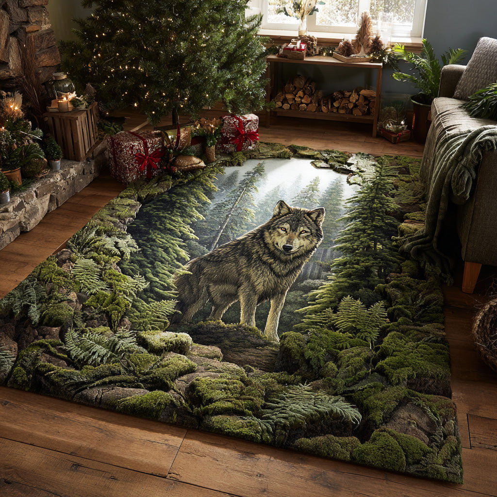Woodland Wolf Area Rug - Non-Slip Washable 3D Print Rug for Living Room & BedroomTVC210889