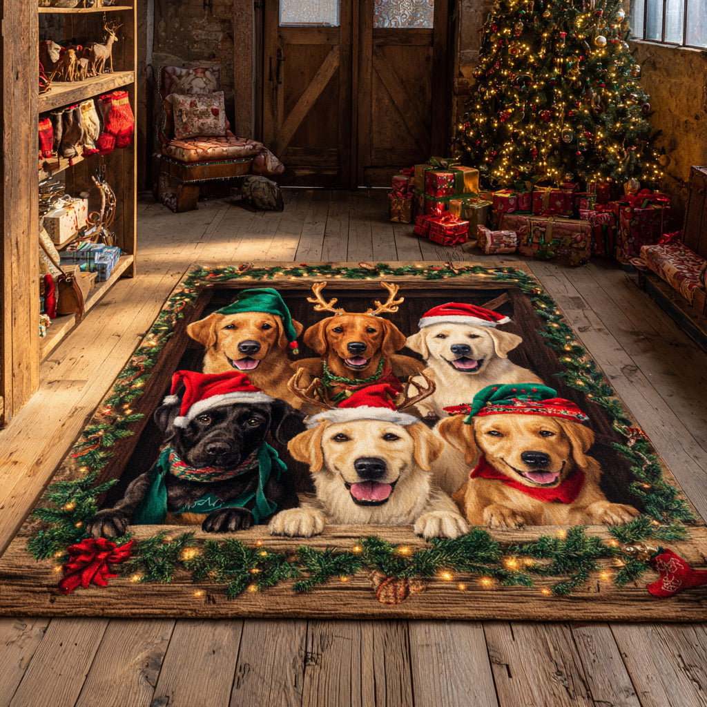 Wreath Labrador Retriever Area Rug - Non-Slip Washable 3D Print Rug for Living Room & BedroomTVC210889