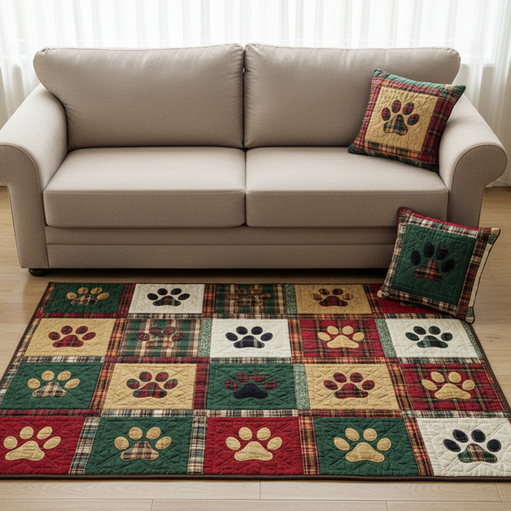 Xmas Paw Christmas Area Rug - Non-Slip Washable 3D Print Rug for Living Room & BedroomTVC210889